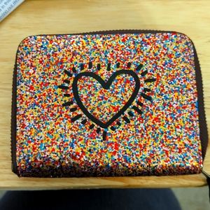 Coach Glitter wallet zip NWOT Rainbow
